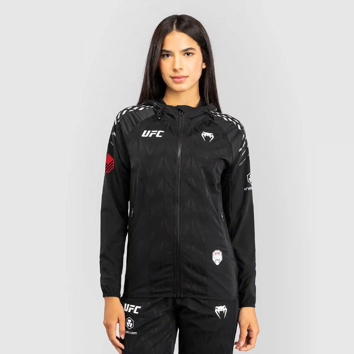 Women's UFC Zenith by Venum Black Authentic Fight Night Walkout Hoodie - Steveson