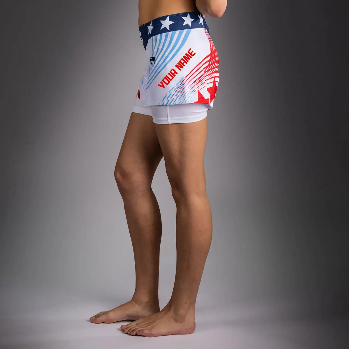 Women's Official UFC Freedom 250 by Venum White Personalized Authentic Fight Night Fight Short