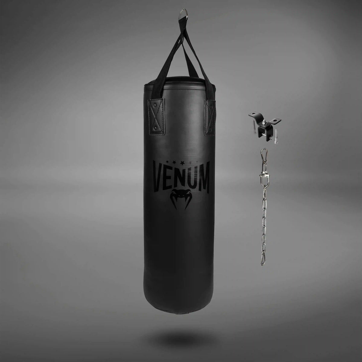 Venum Origins Punching Bag - Black/Black (ceiling mount included)