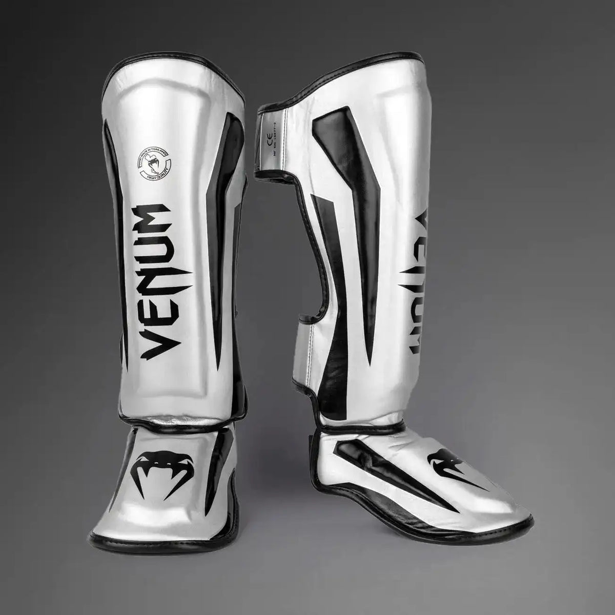 Venum Elite Standup Shinguards - Silver/Black