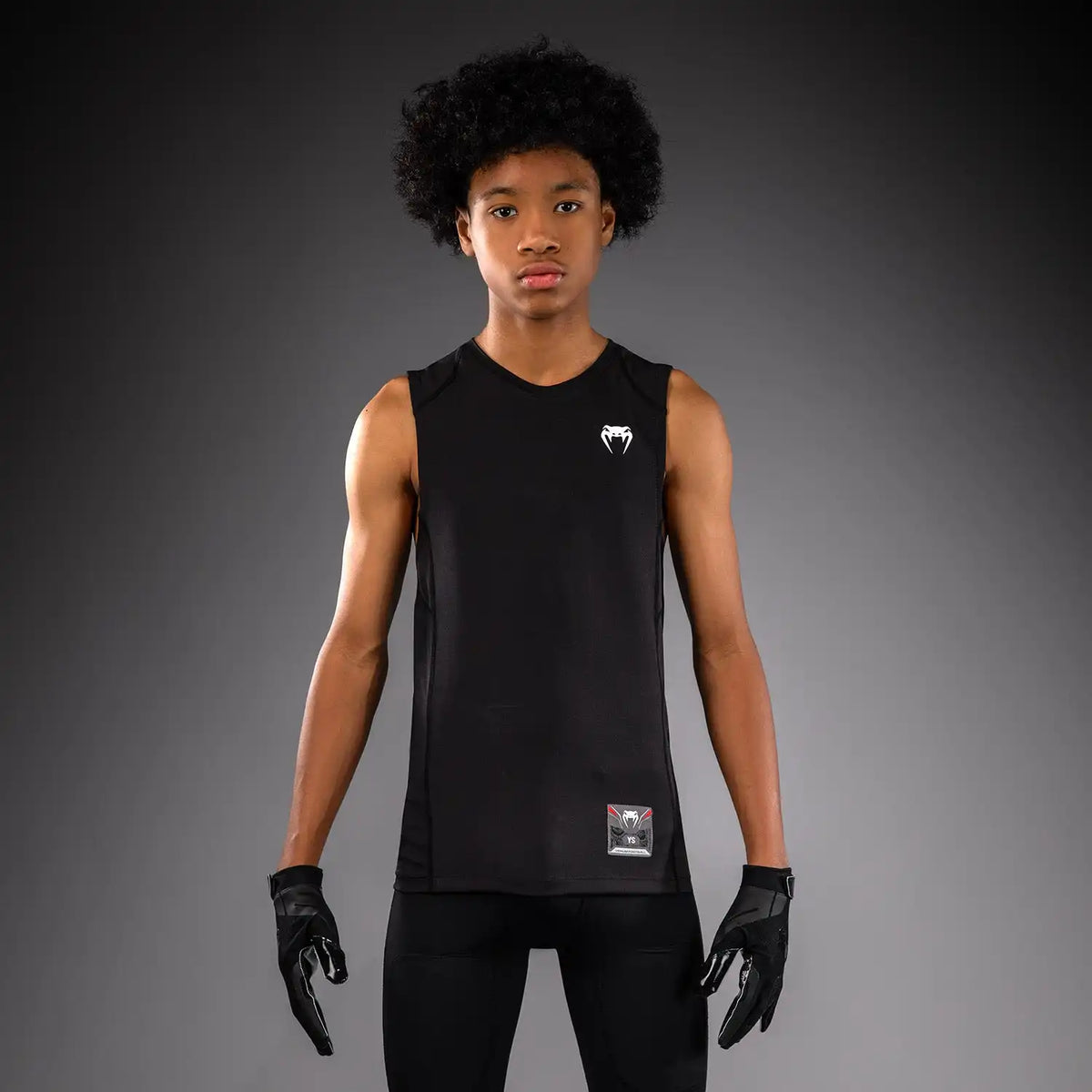 Venum Elite Kids Football Sleeveless Compression Jersey - Black
