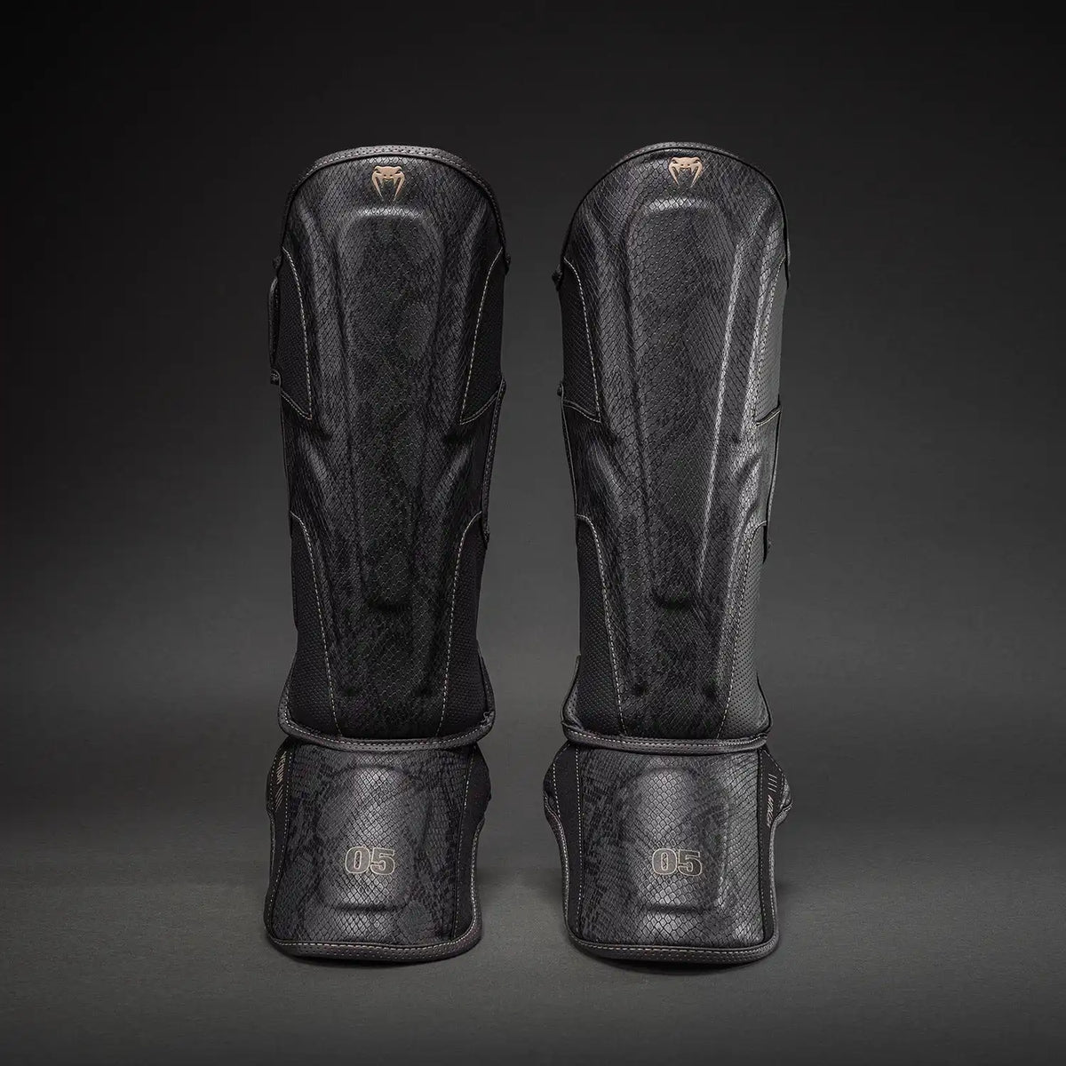 Venum Impact Evo Scales Shin Guards - Dark Grey