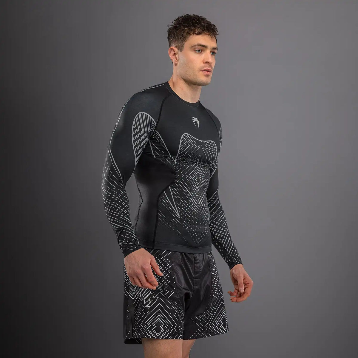 Venum Midnight Fury Long Sleeve Rashguard - Black/Grey/Silver
