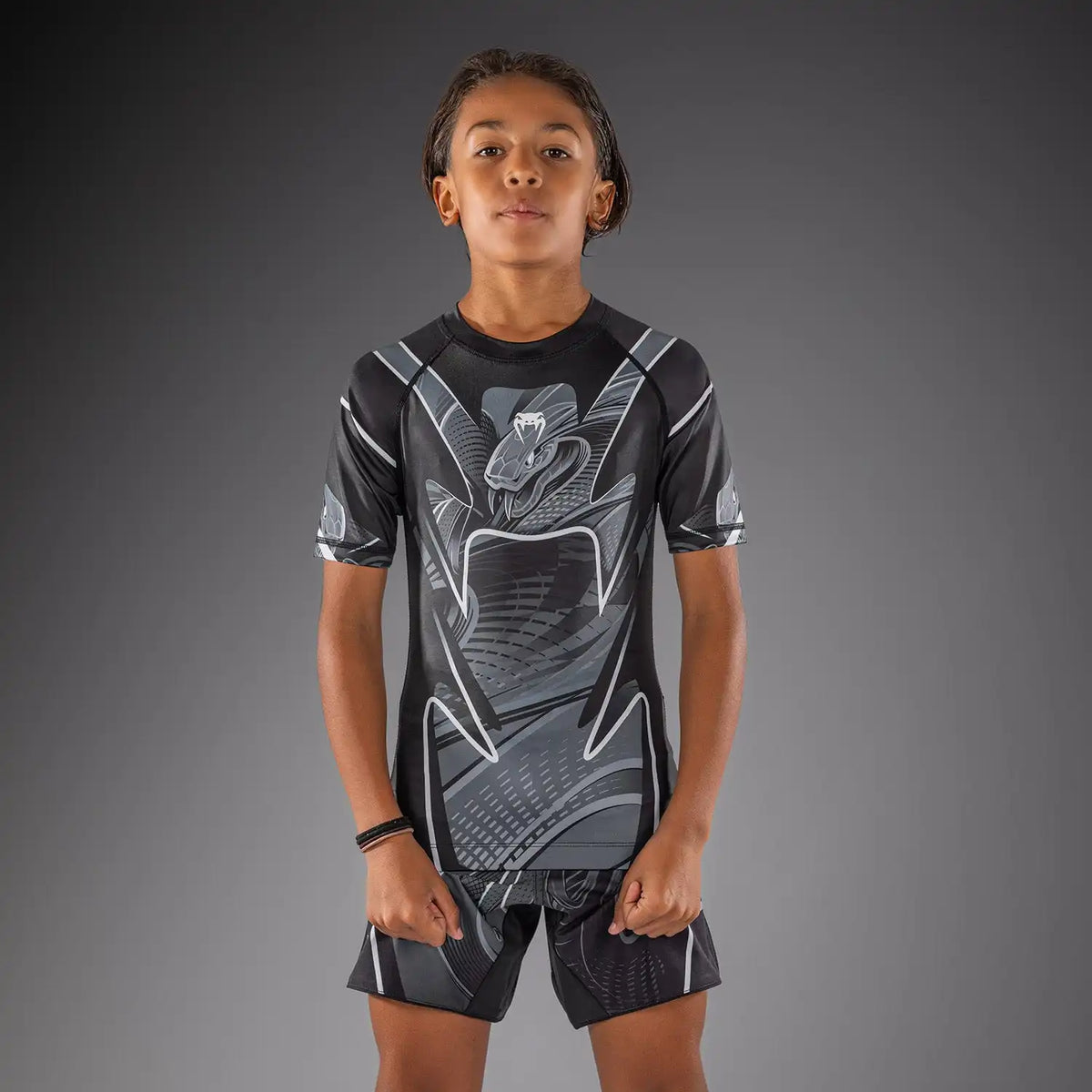 Venum Crimson Viper 2.0 Kids Short Sleeve Rashguard - Black/Grey