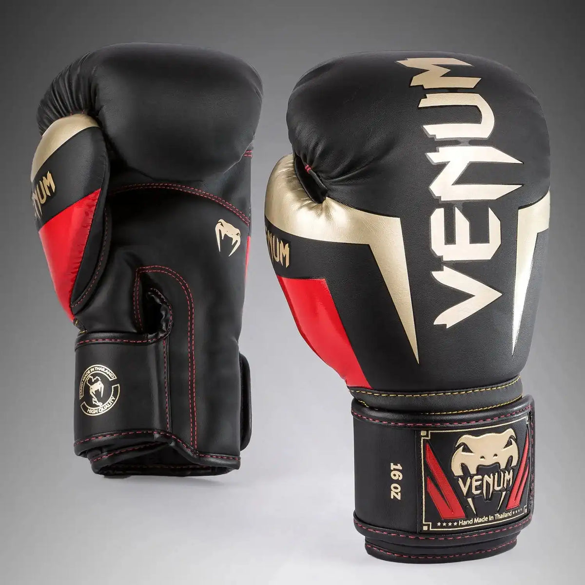 Venum Elite Boxing Gloves - Black/Gold/Red