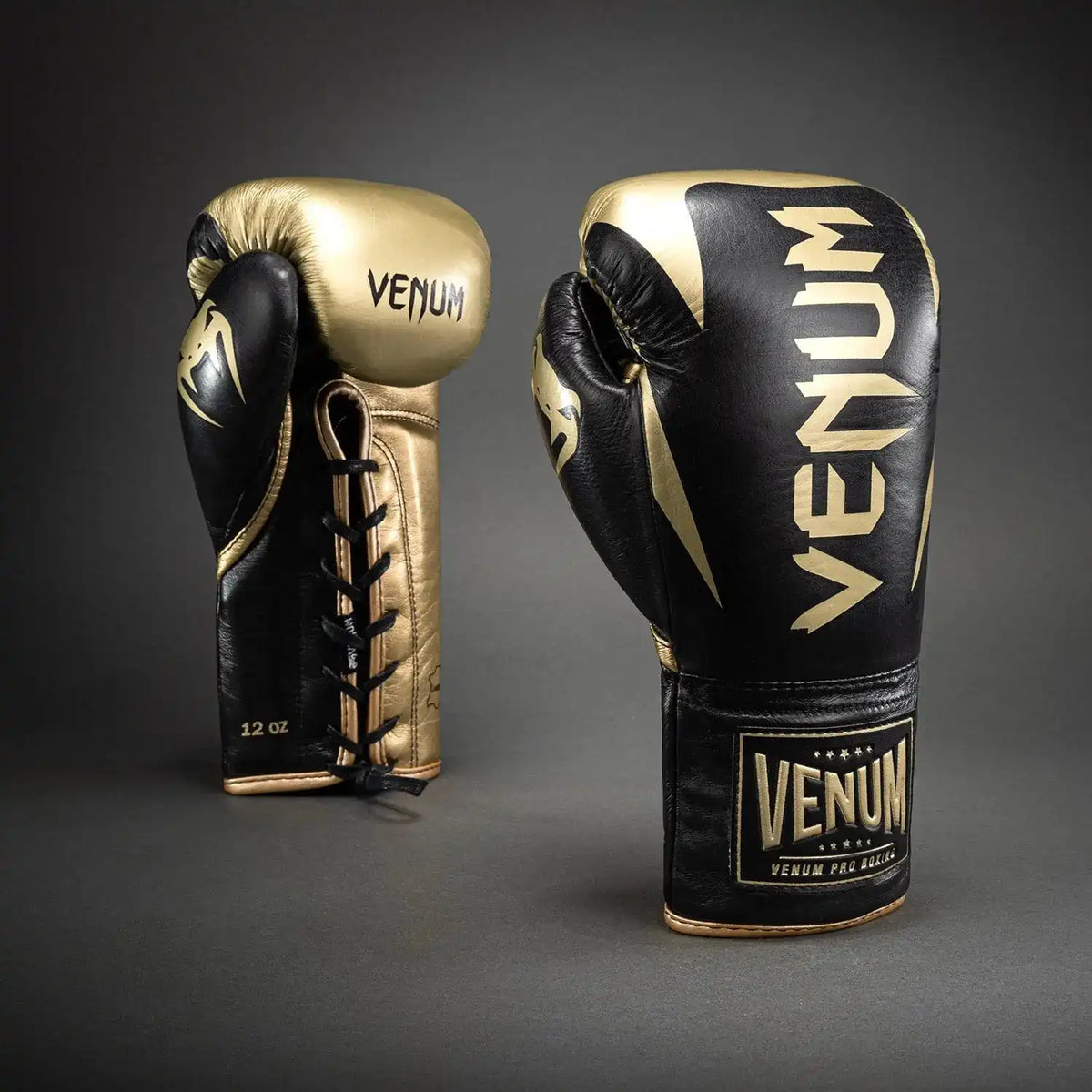 Venum Hammer Pro Boxing Gloves with Laces - Black/Gold