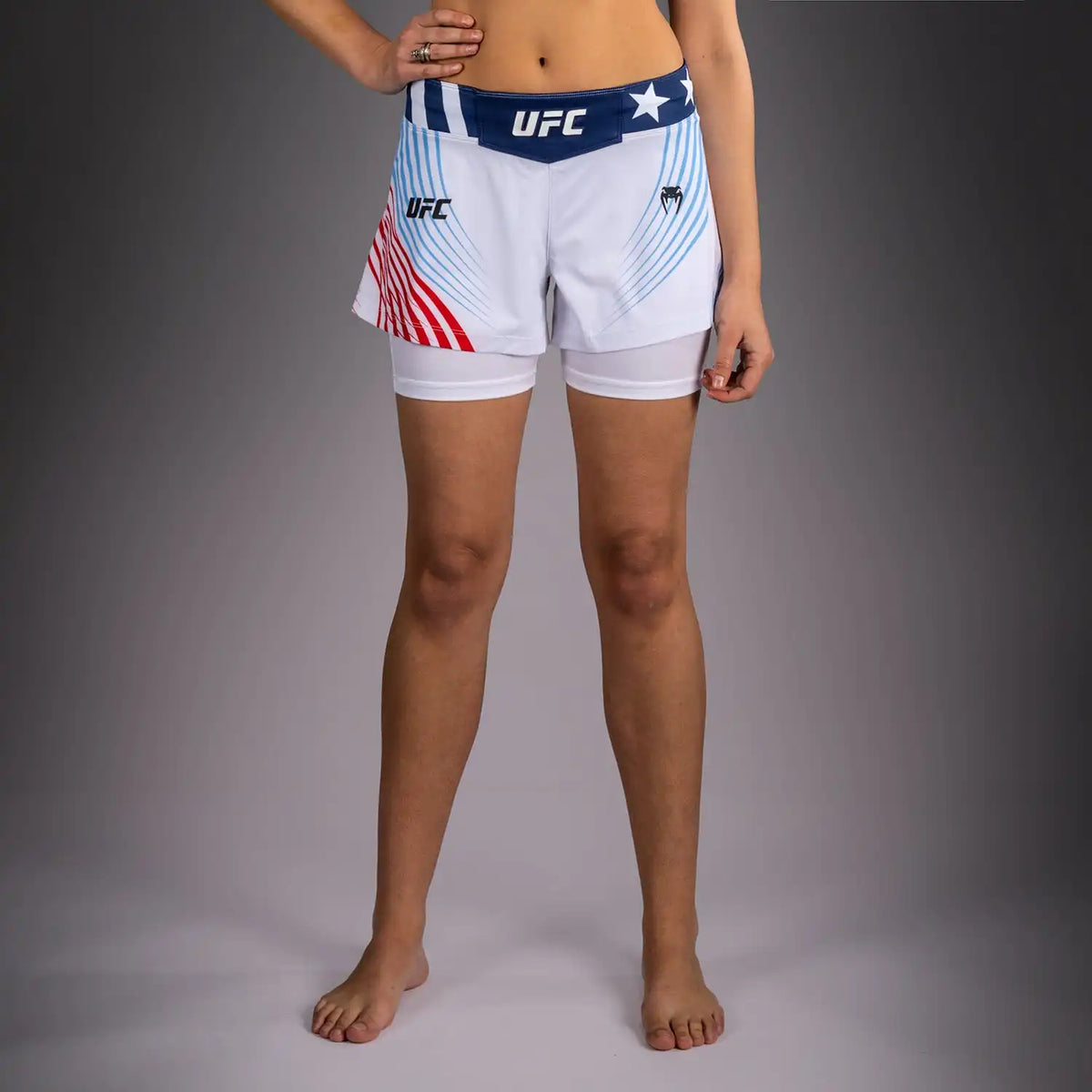 Women's Official UFC Freedom 250 by Venum White Personalized Authentic Fight Night Fight Short