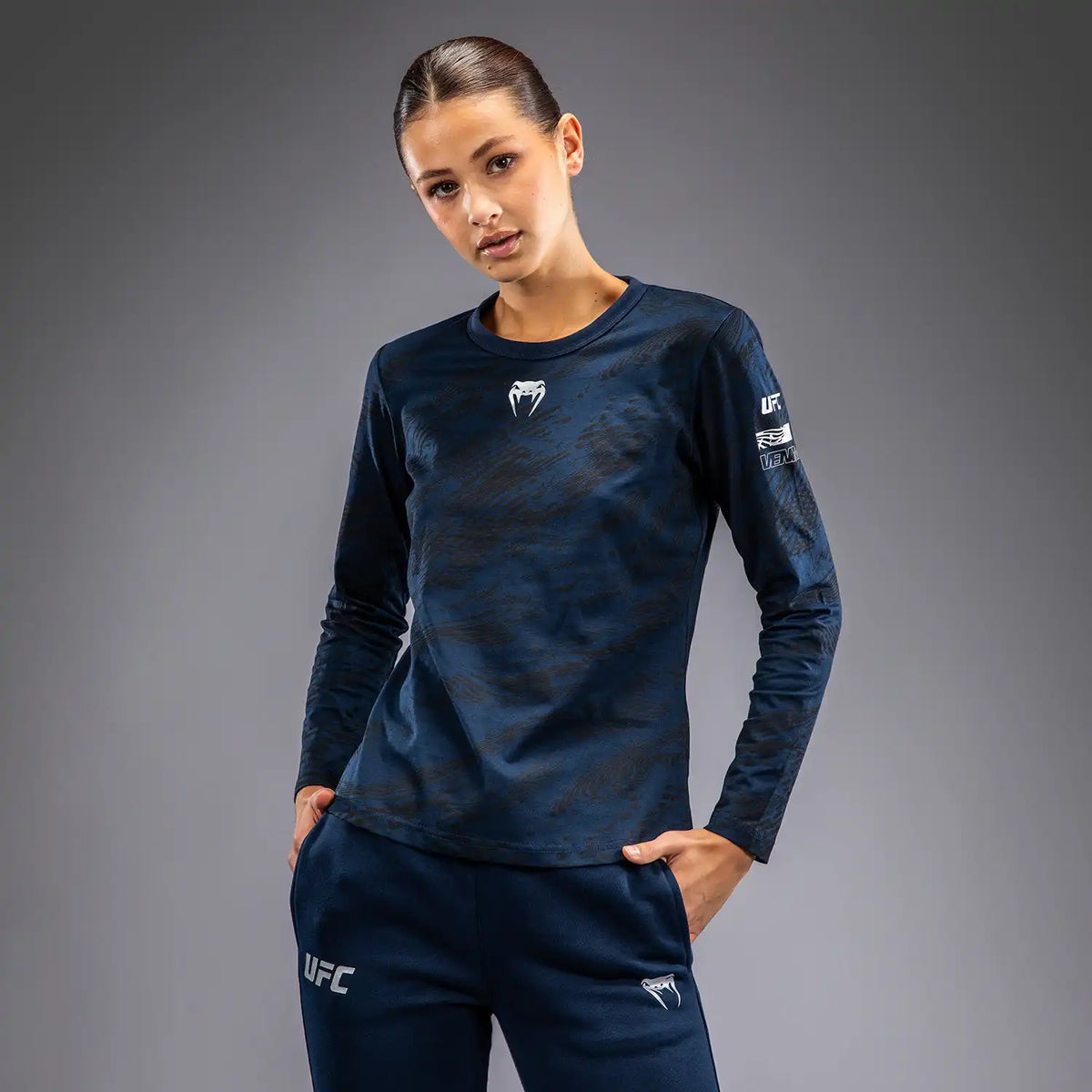 UFC Fusion by Venum Fight Week Women’s Long Sleeve Cotton T-Shirt - Oceanic Blue