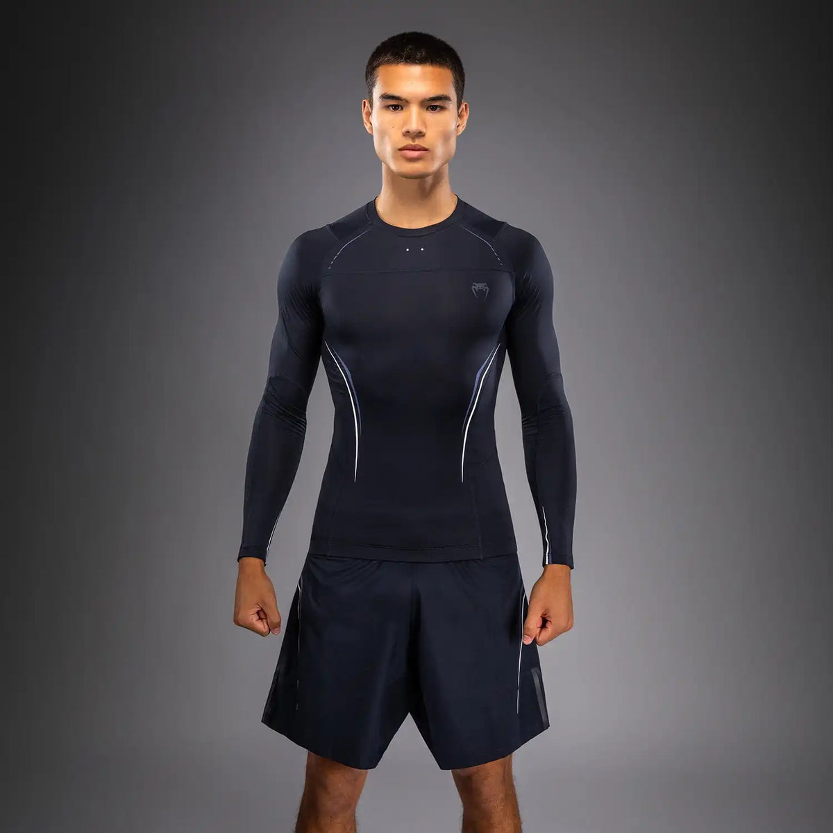Venum G-Core Long Sleeve Rashguard - Navy Blue/White