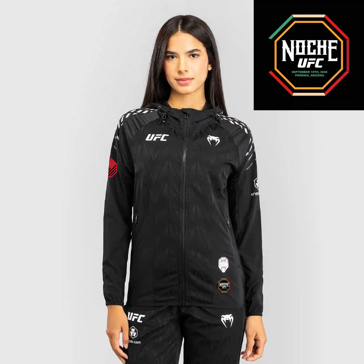 Women's UFC Zenith by Venum Black Authentic Noche UFC Fight Night Walkout Hoodie - McMillen