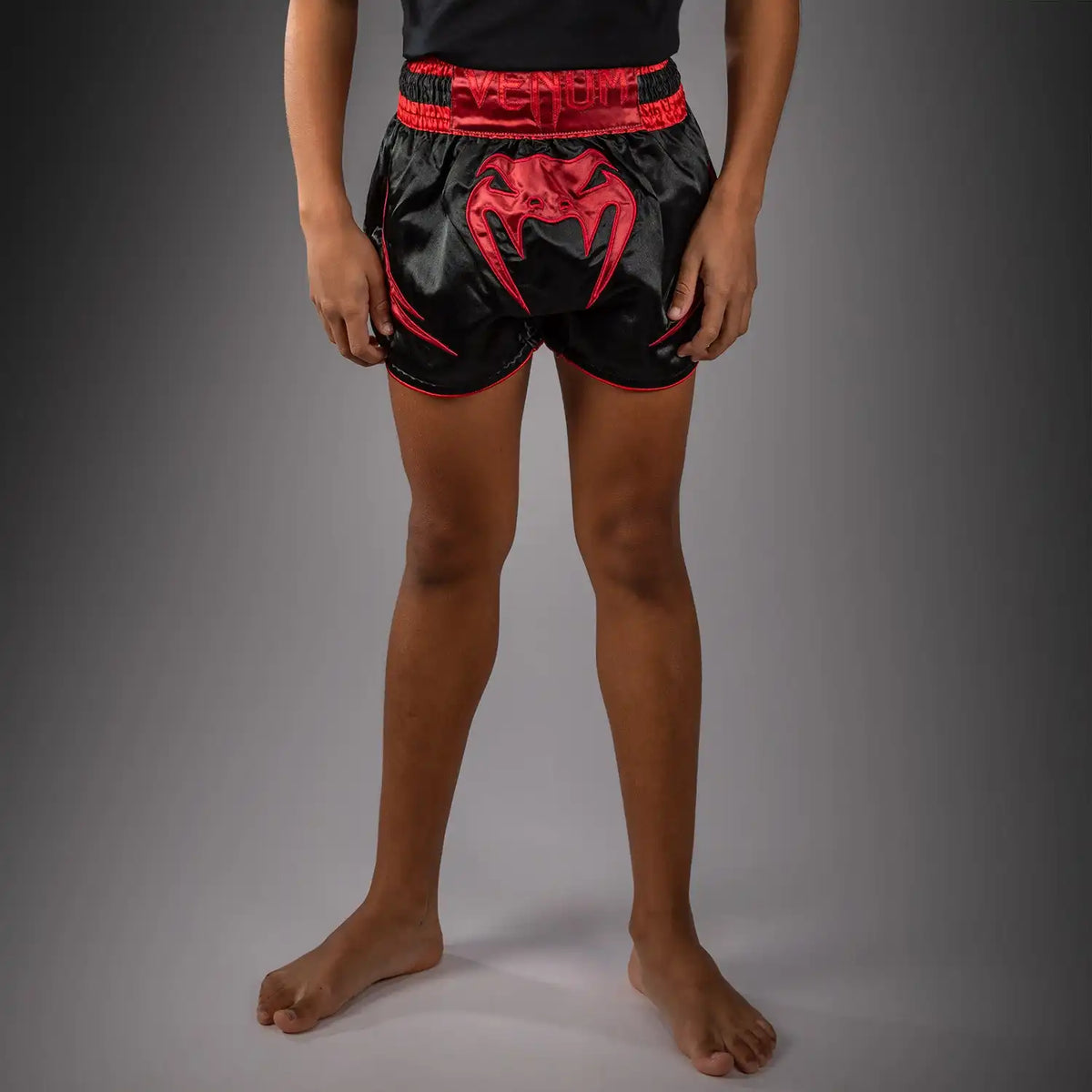 Venum Attack Kids Muay Thai Shorts - Black/Red