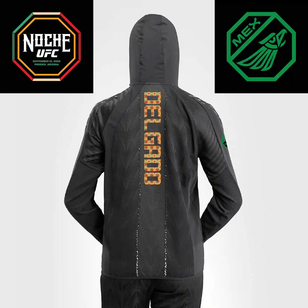 Women's UFC Zenith by Venum Black Authentic Noche UFC Fight Night Walkout Hoodie - Delgado