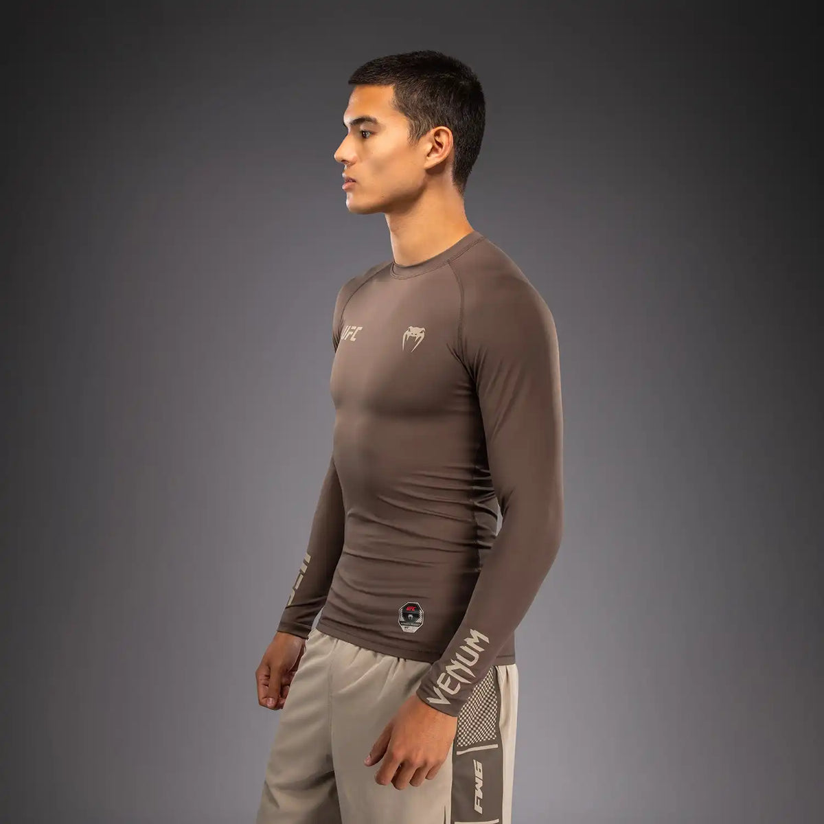 Venum UFC Unity by Venum Authentic Fight Week Men's Performance Long Sleeve Rashguard - Brown