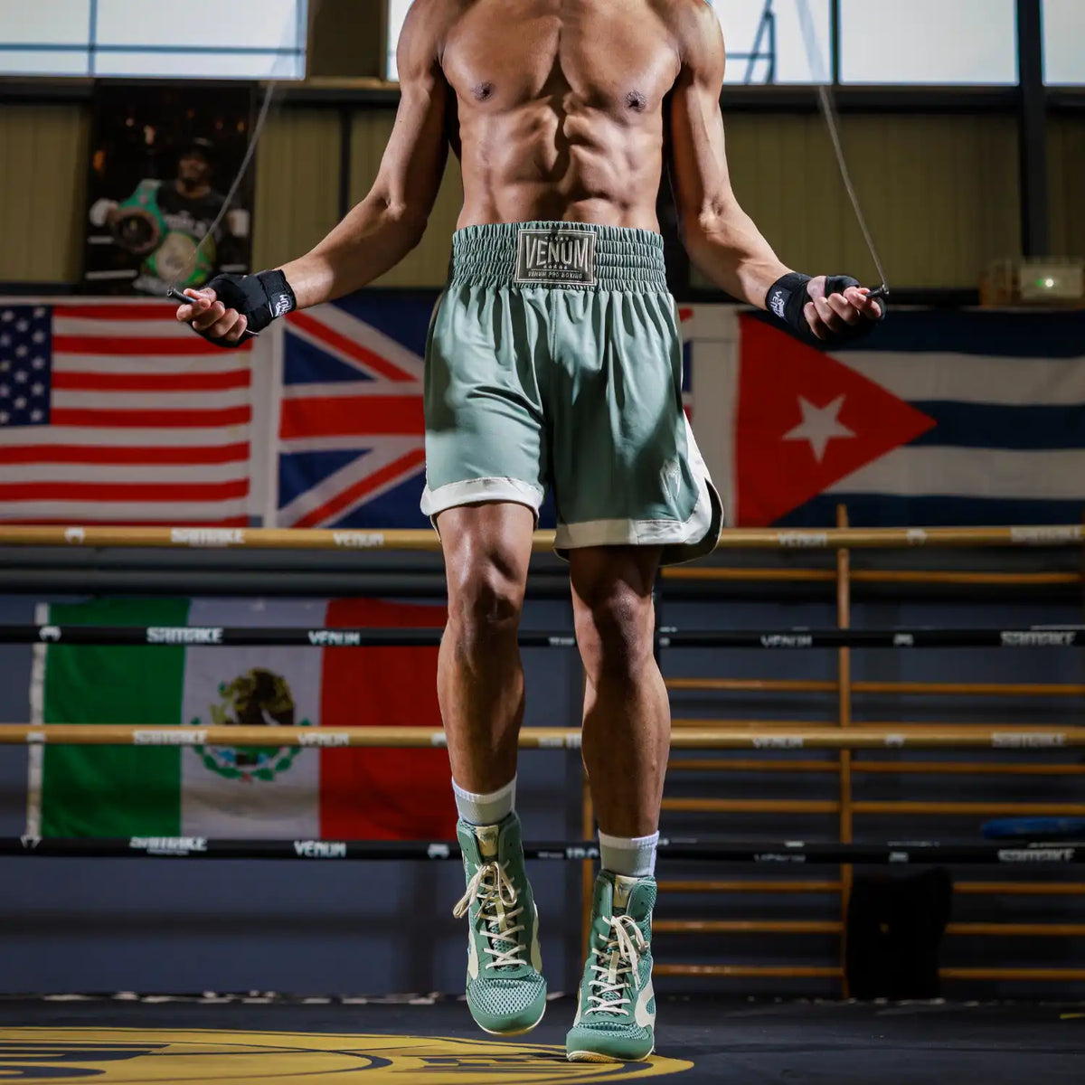 Venum Classic Boxing Shorts - Aqua Green/Ivory