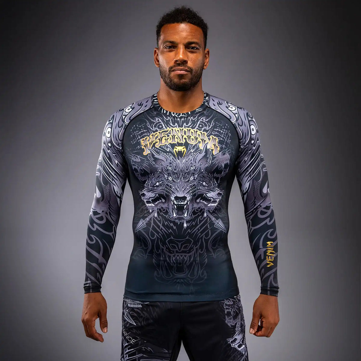 Venum Wolf Atak Long Sleeve Rashguard - Black/Grey
