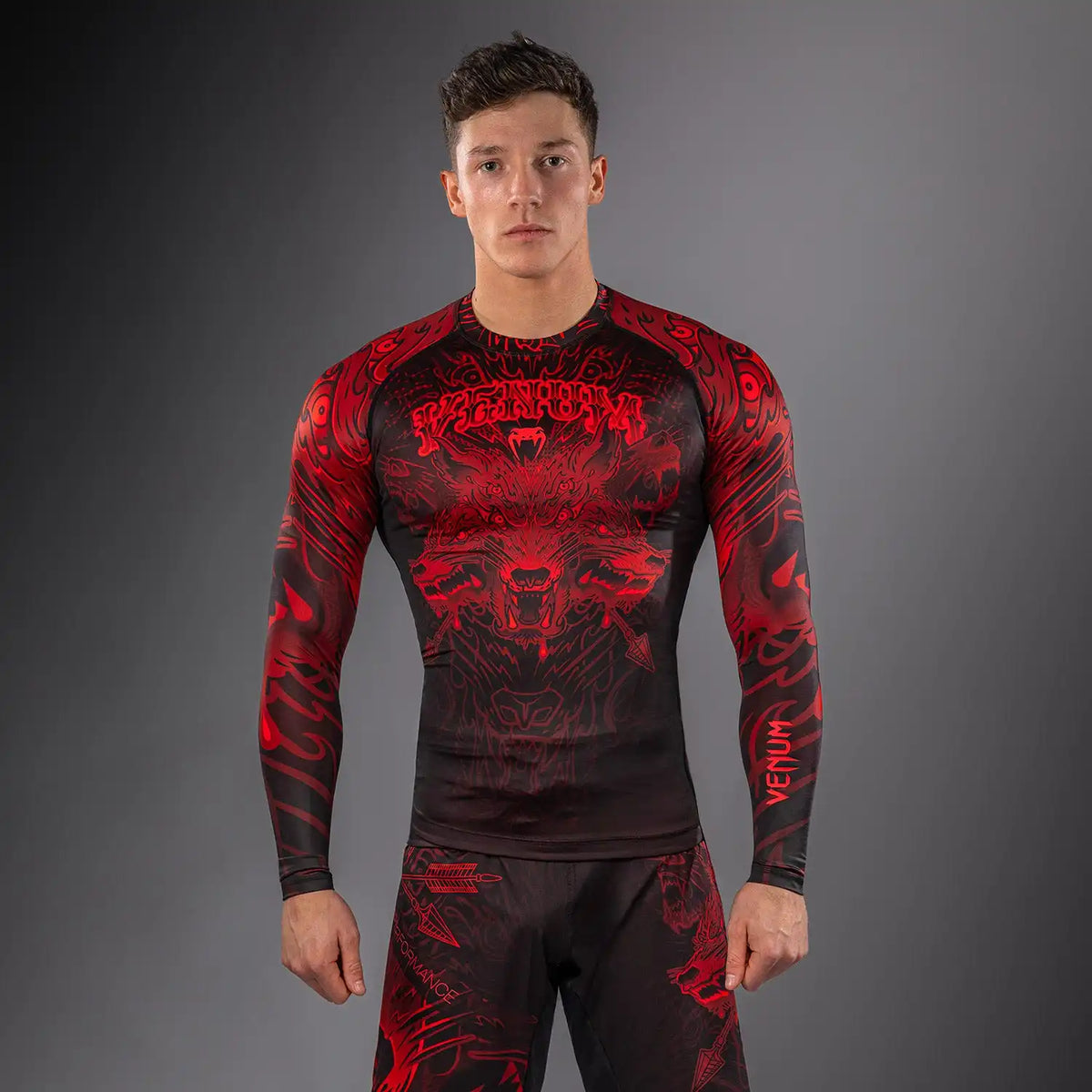 Venum Wolf Atak Long Sleeve Rashguard - Black/Red