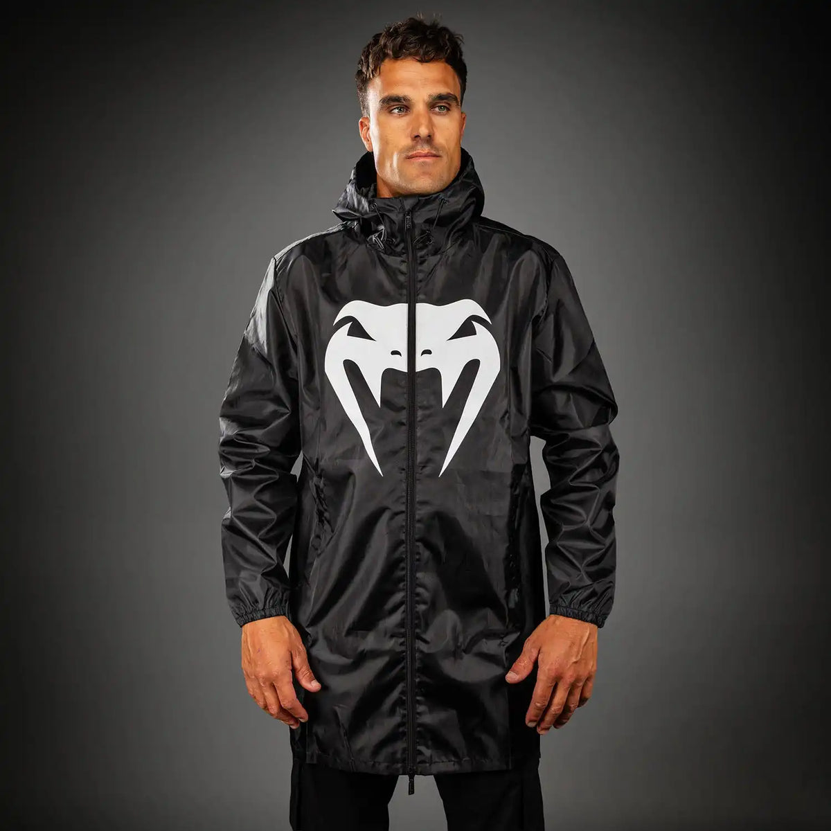 Venum MX Basics Long Rain Jacket - Black/White