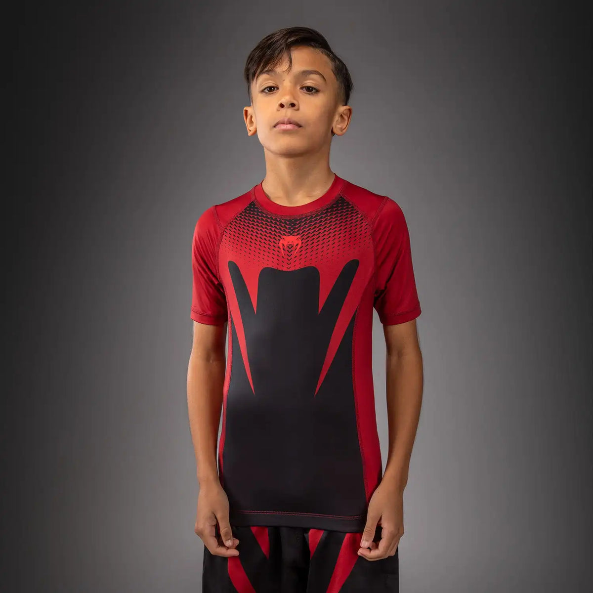 Venum Attack Kids Short Sleeve Rashguard - Black/Red
