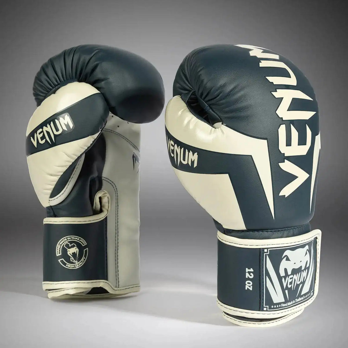 Venum Elite Boxing Gloves - White/Navy Blue