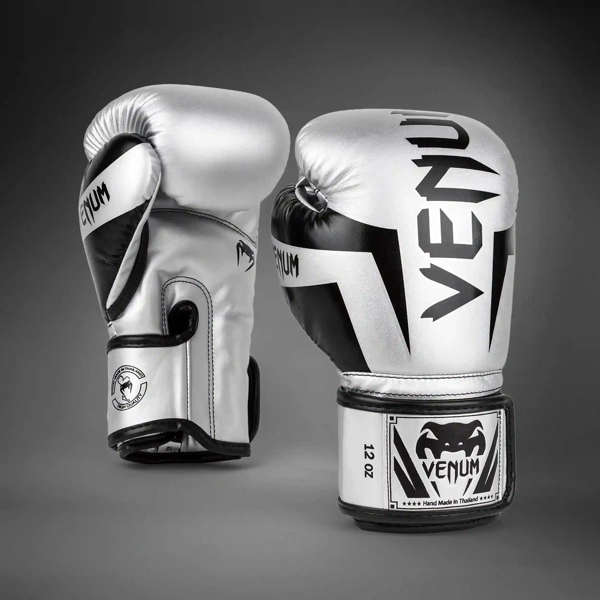 Venum Elite Boxing Gloves - Silver/Black
