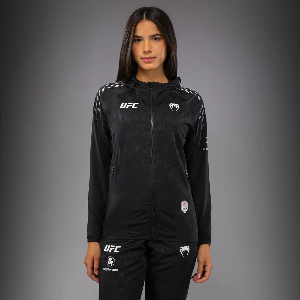 Women's UFC Zenith by Venum Black Authentic Fight Night Walkout Hoodie Personalized