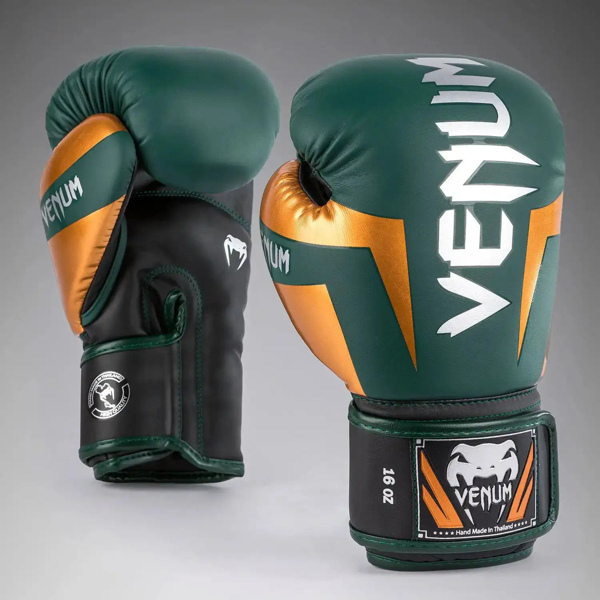 Venum Elite Boxing Gloves - Green/Bronze/Silver