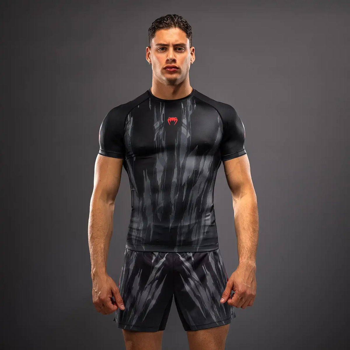 Venum Demon Short Sleeve Rashguard - Black/Grey