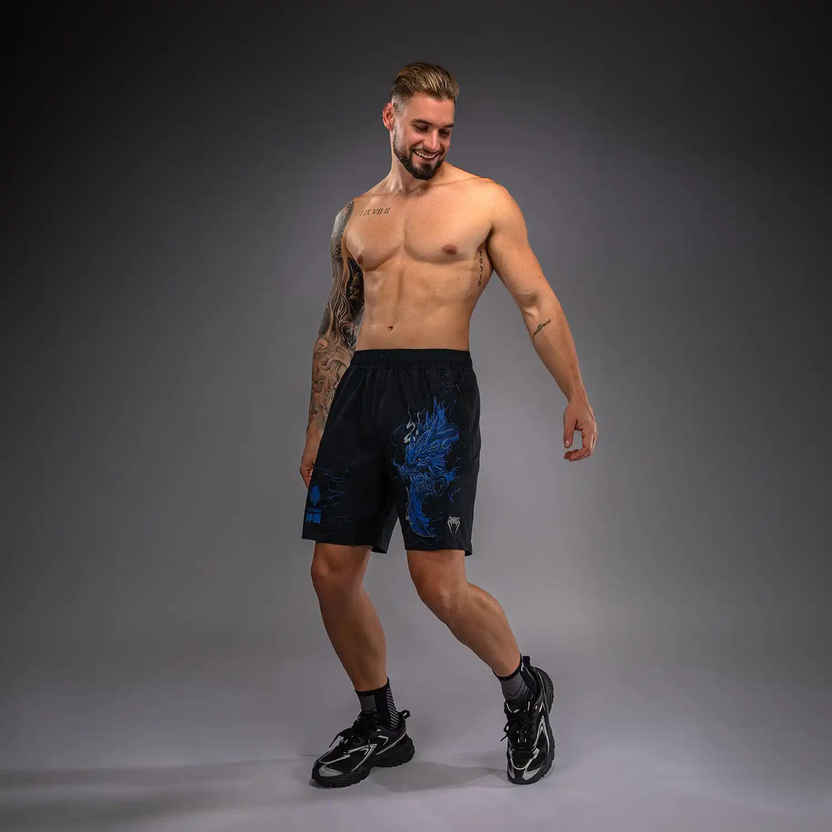 Venum Thunder Dragon Training Shorts - Black/Royal Blue
