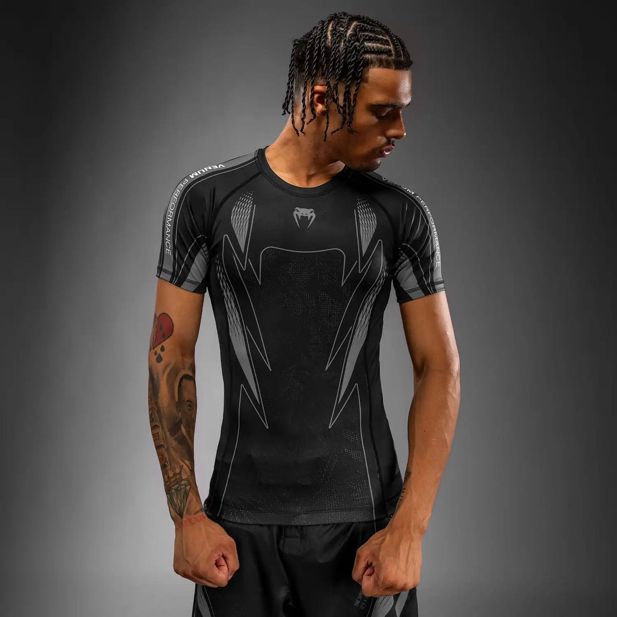 Venum Amazonia Reborn Short Sleeve Rashguard - Black/Grey