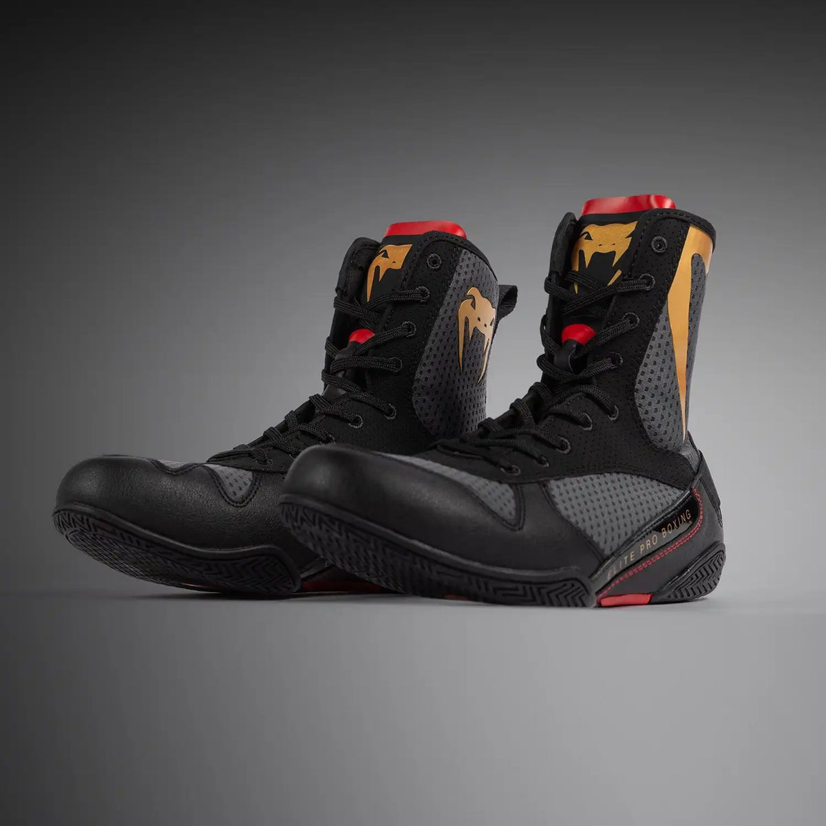 Venum Elite Boxing Shoes - Storm Grey / Gold