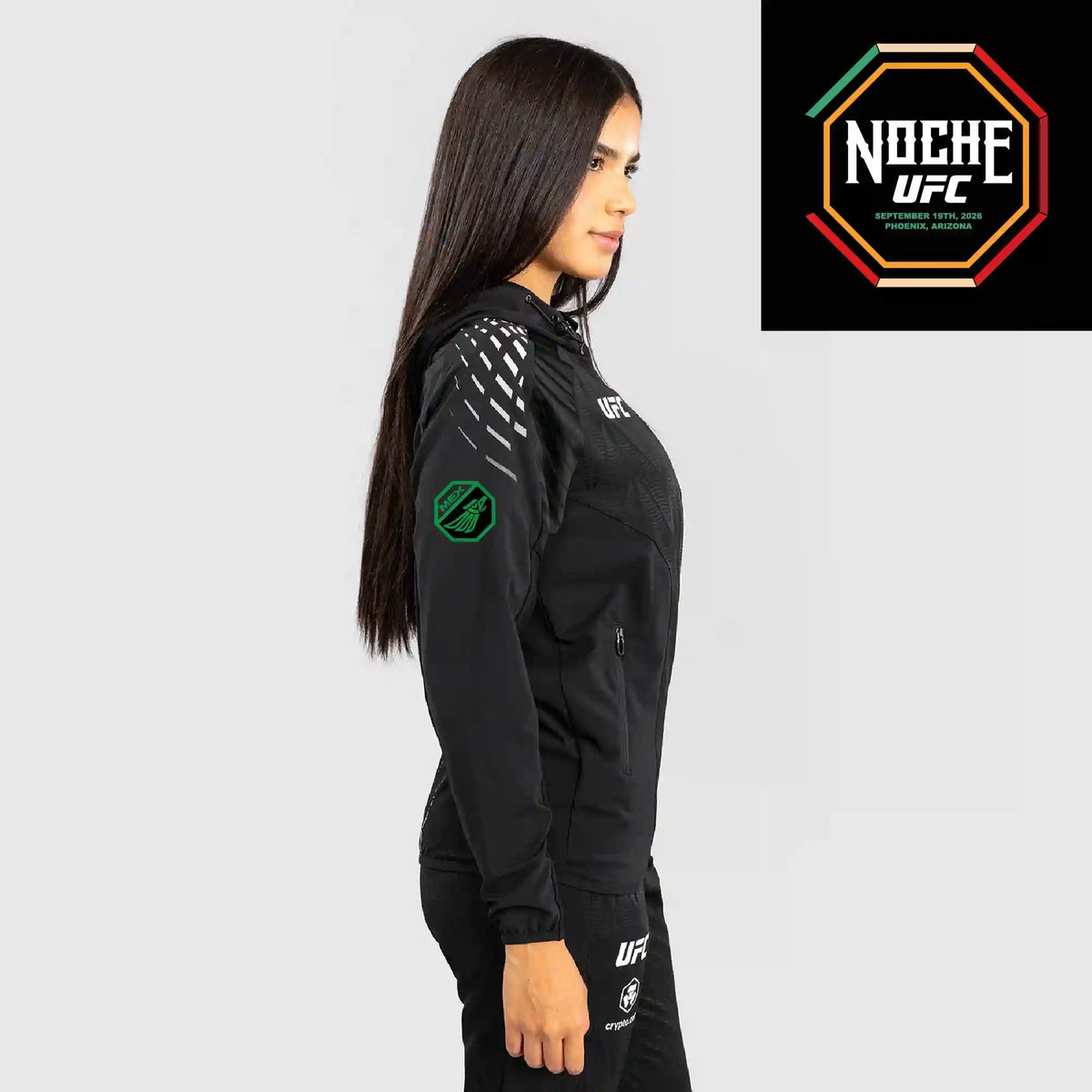 Women's UFC Zenith by Venum Black Authentic Noche UFC Fight Night Walkout Hoodie - Personalized
