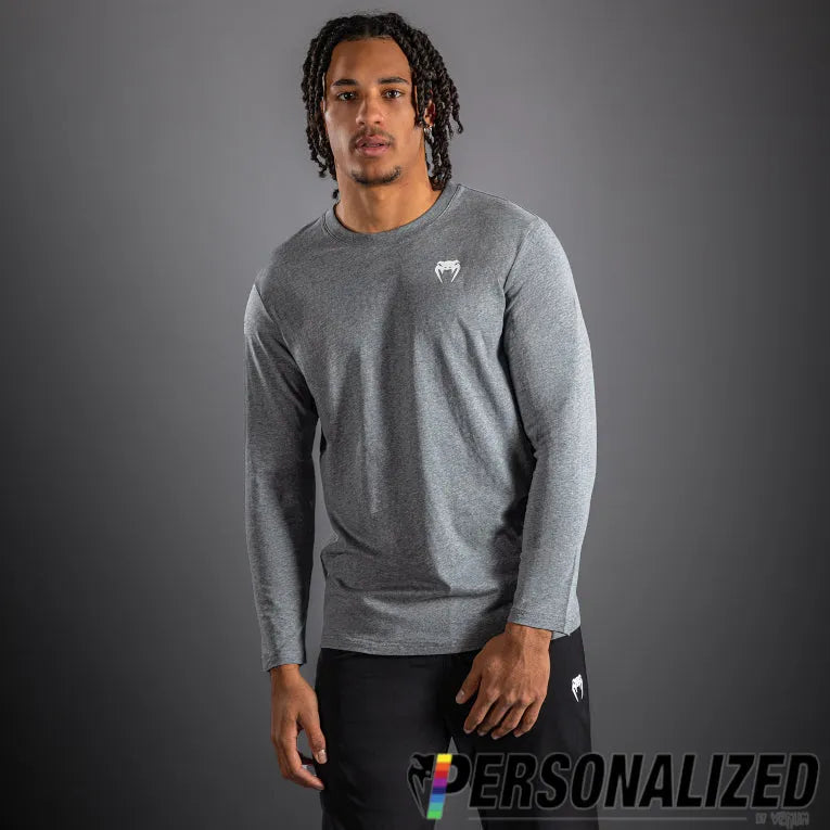 Venum Lineup Personalized Long Sleeve T-Shirt Grey - Heather/White