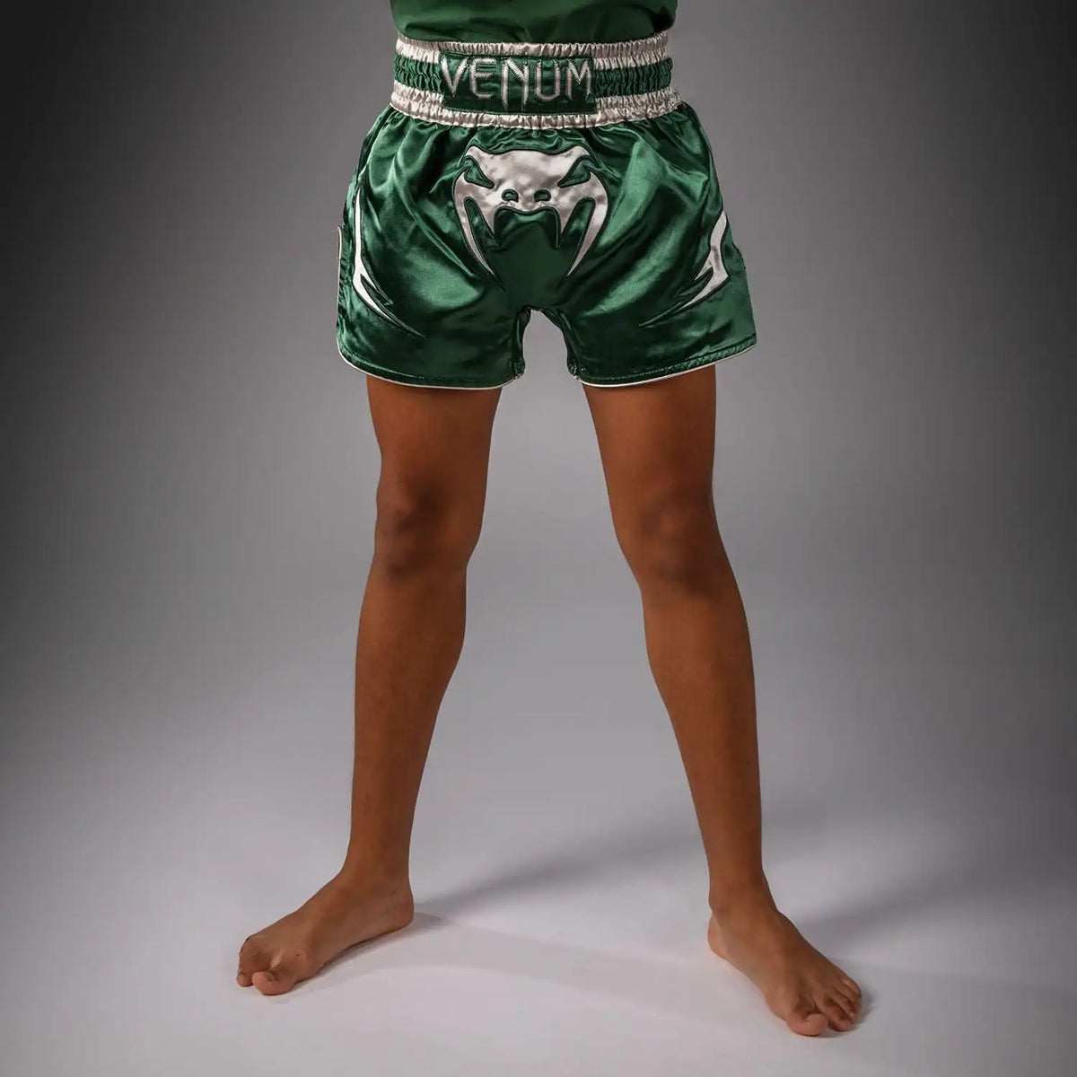 Venum Inferno Muay Thai Shorts - Forest Green/ Off White
