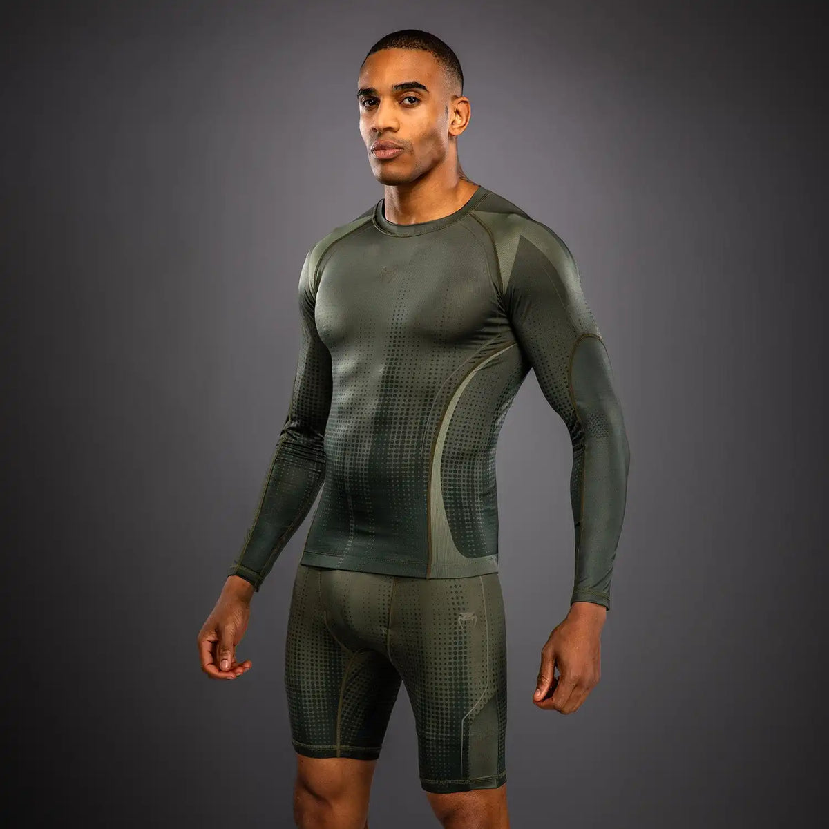 Venum Stealth Long Sleeve Rashguard - Khaki/Dark Green