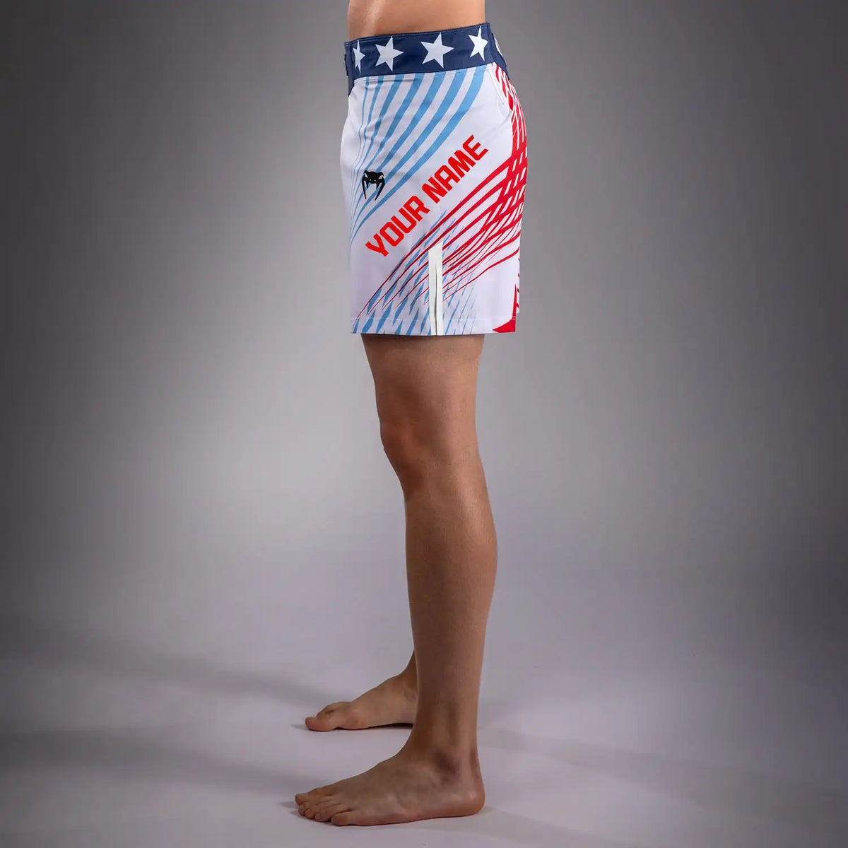 Men's Official UFC Freedom 250 by Venum White Personalized Authentic Fight Night Short Fit Fight Short