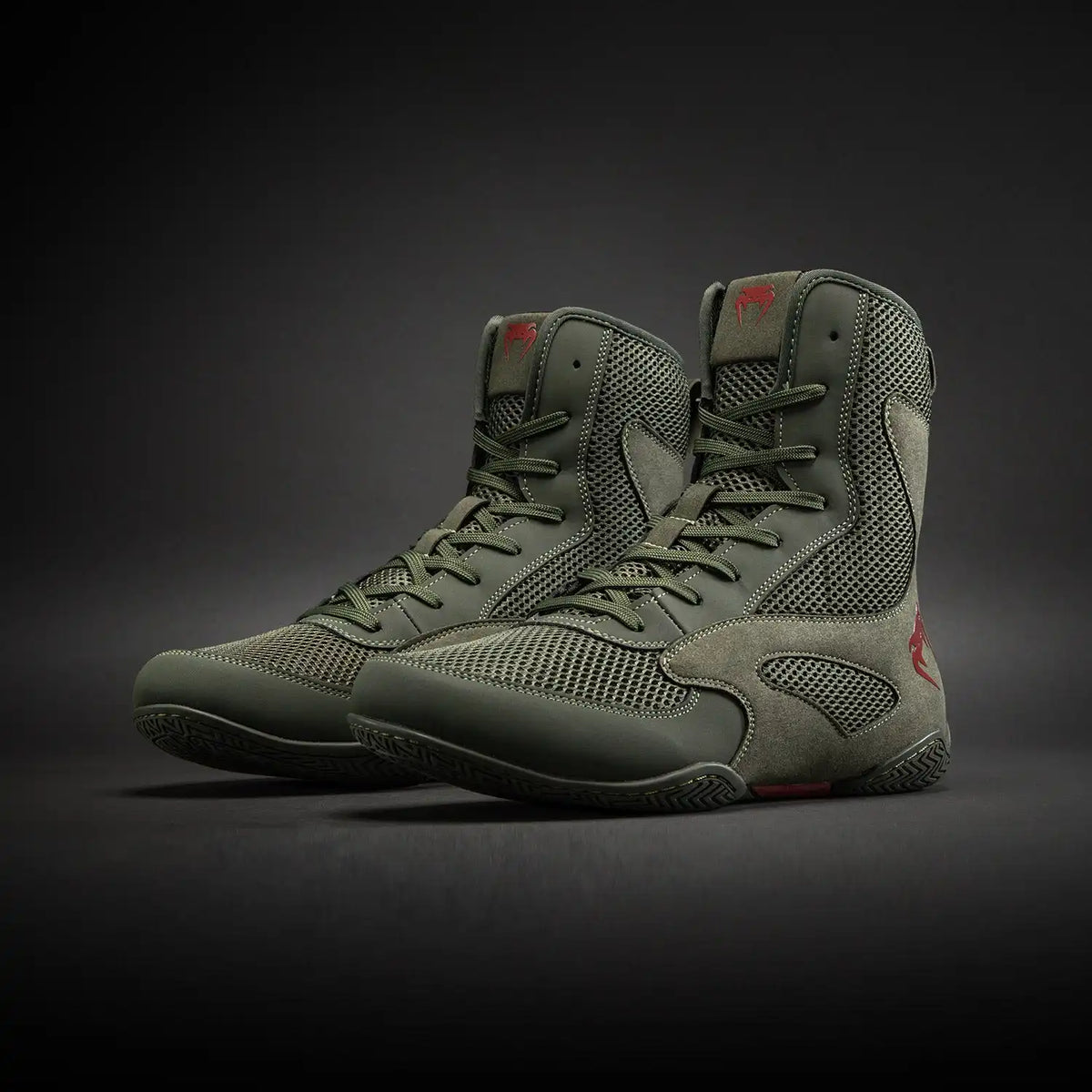 Venum Contender Boxing Shoes - Khaki/Red