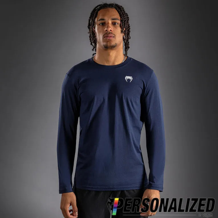 Venum Lineup Personalized Long Sleeve T-Shirt Navy - Blue/White