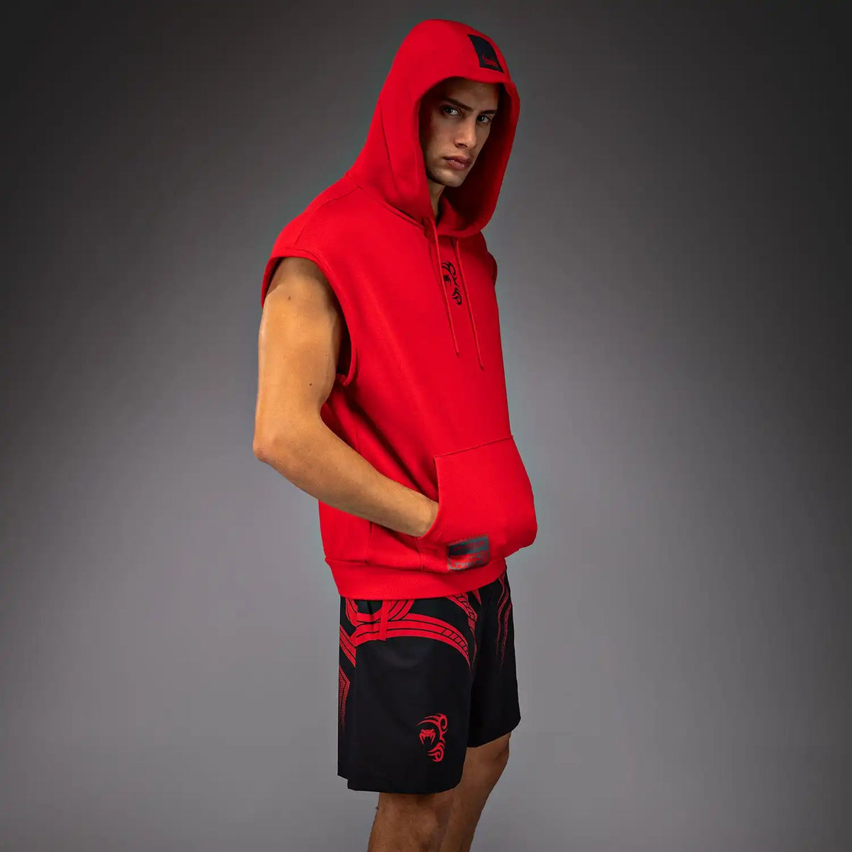 Venum x Mike Tyson Tiger Sleeveless Hoodie - Intense Red/Deep Black