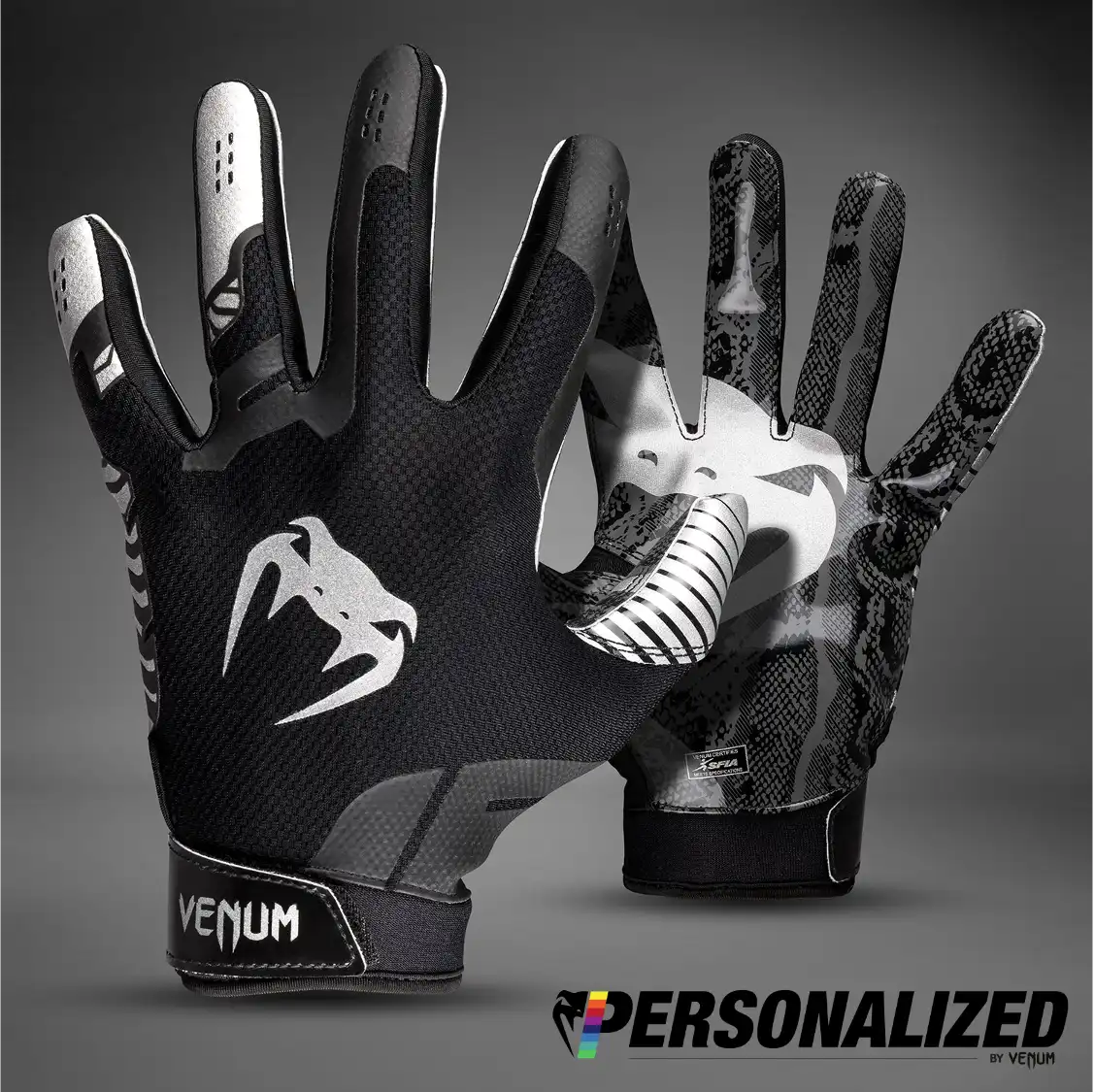 Venum Elite Personalized Football Gloves - Black/Silver