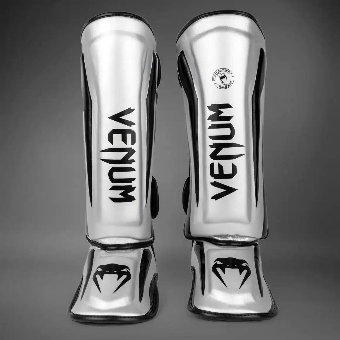 Venum Elite Standup Shinguards - Silver/Black