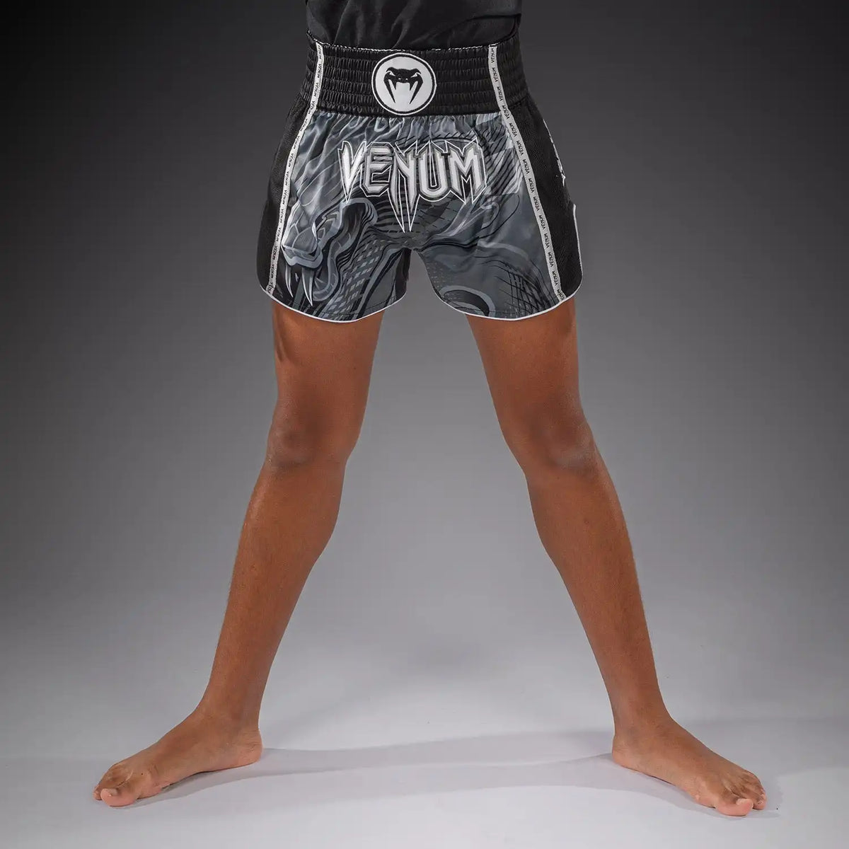 Venum Crimson Viper 2.0 Kids Muay Thai Shorts - Black/Grey