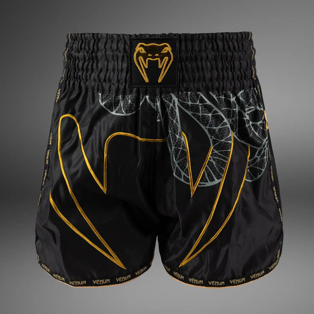 Venum Serpenti Muay Thai Shorts - Black/Silver/Gold