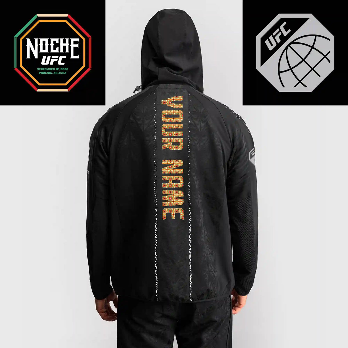 Men’s UFC Zenith by Venum Black Authentic Noche UFC Fight Night Walkout Hoodie - Personalized