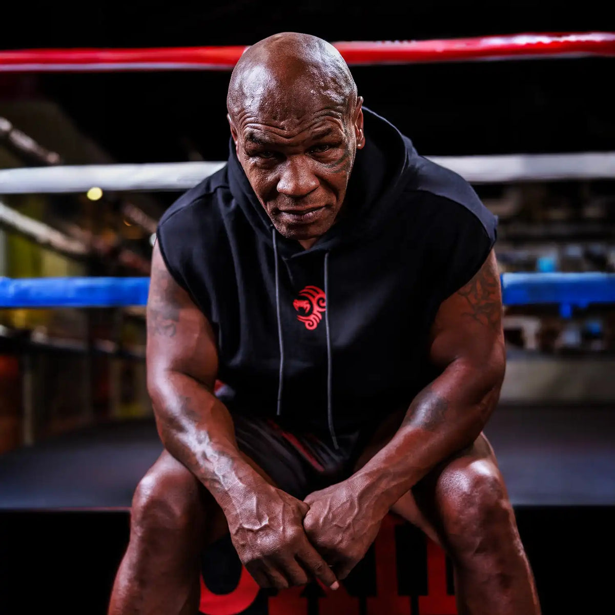 Venum x Mike Tyson Tiger Sleeveless Hoodie - Deep Black/Intense Red