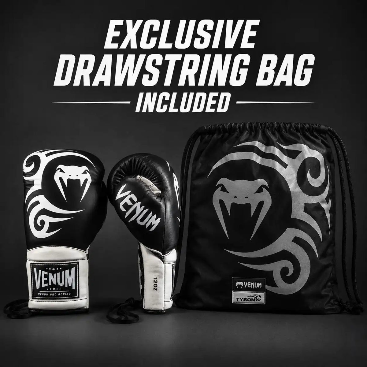 Venum Giant 2.0 Mike Tyson Pro Boxing Gloves with Laces - Deep Black/Optical White
