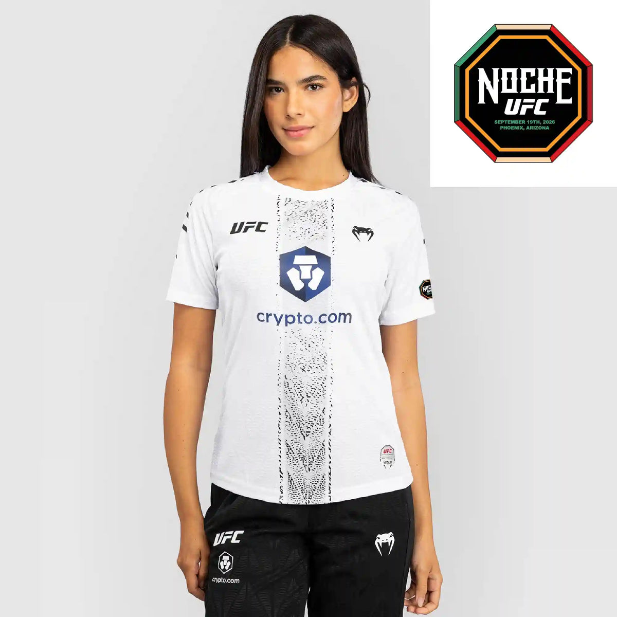 Women's UFC Zenith by Venum White Authentic Noche UFC Fight Night Walkout Jersey - Moreno