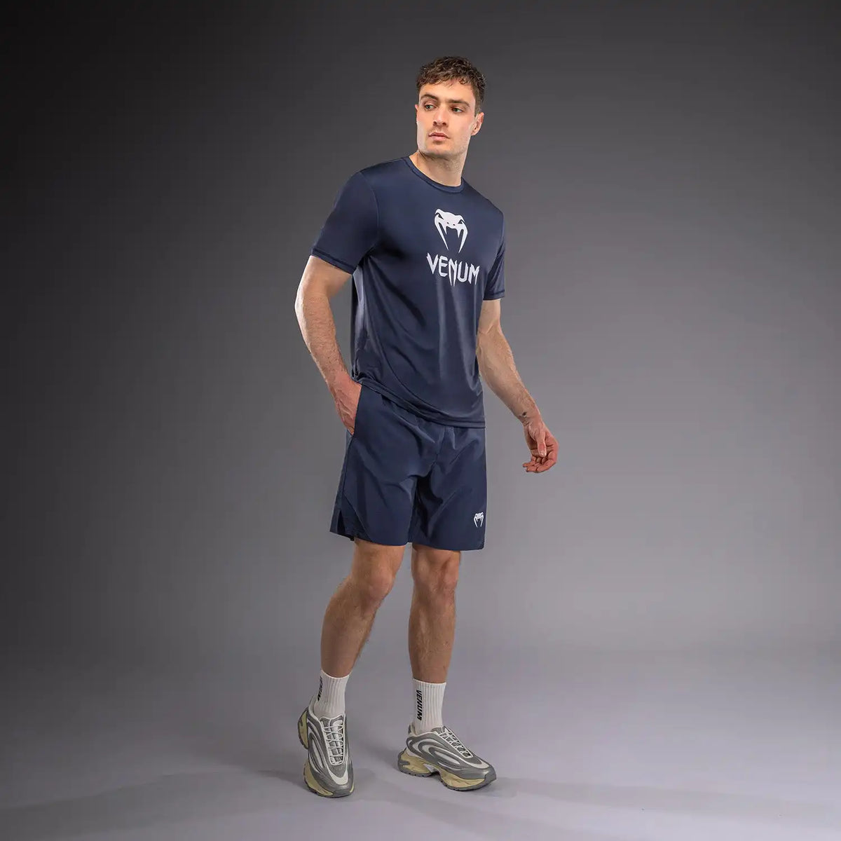 Venum Classic Dry Tech T-Shirt - Navy Blue/White