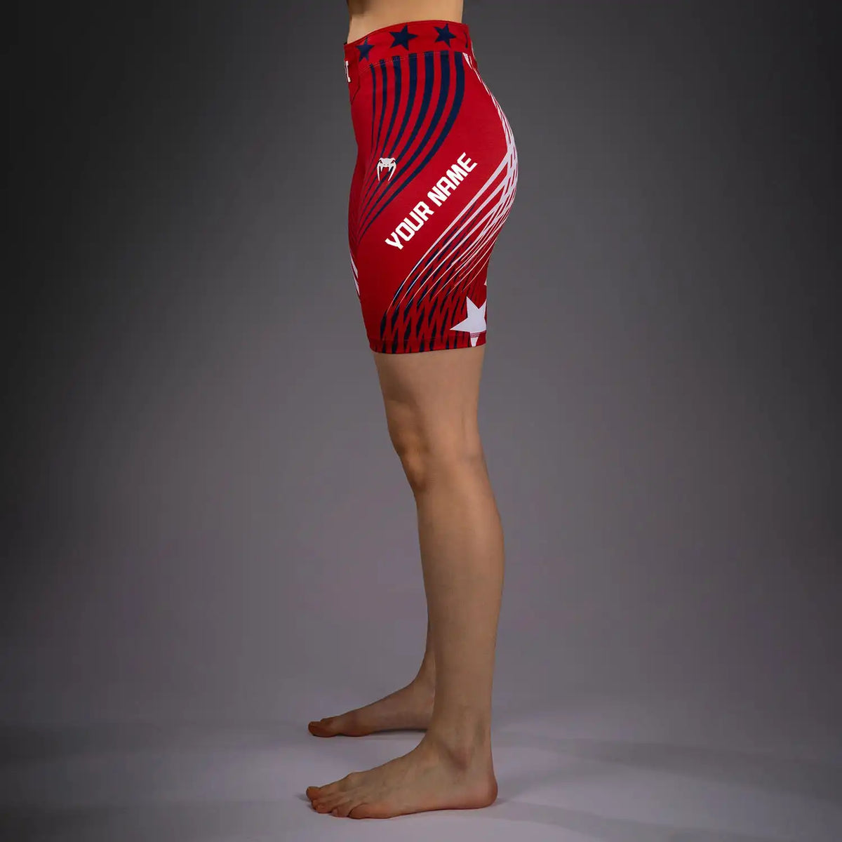 Women's Official UFC Freedom 250 by Venum Red Personalized Authentic Long Fit Vale Tudo Short