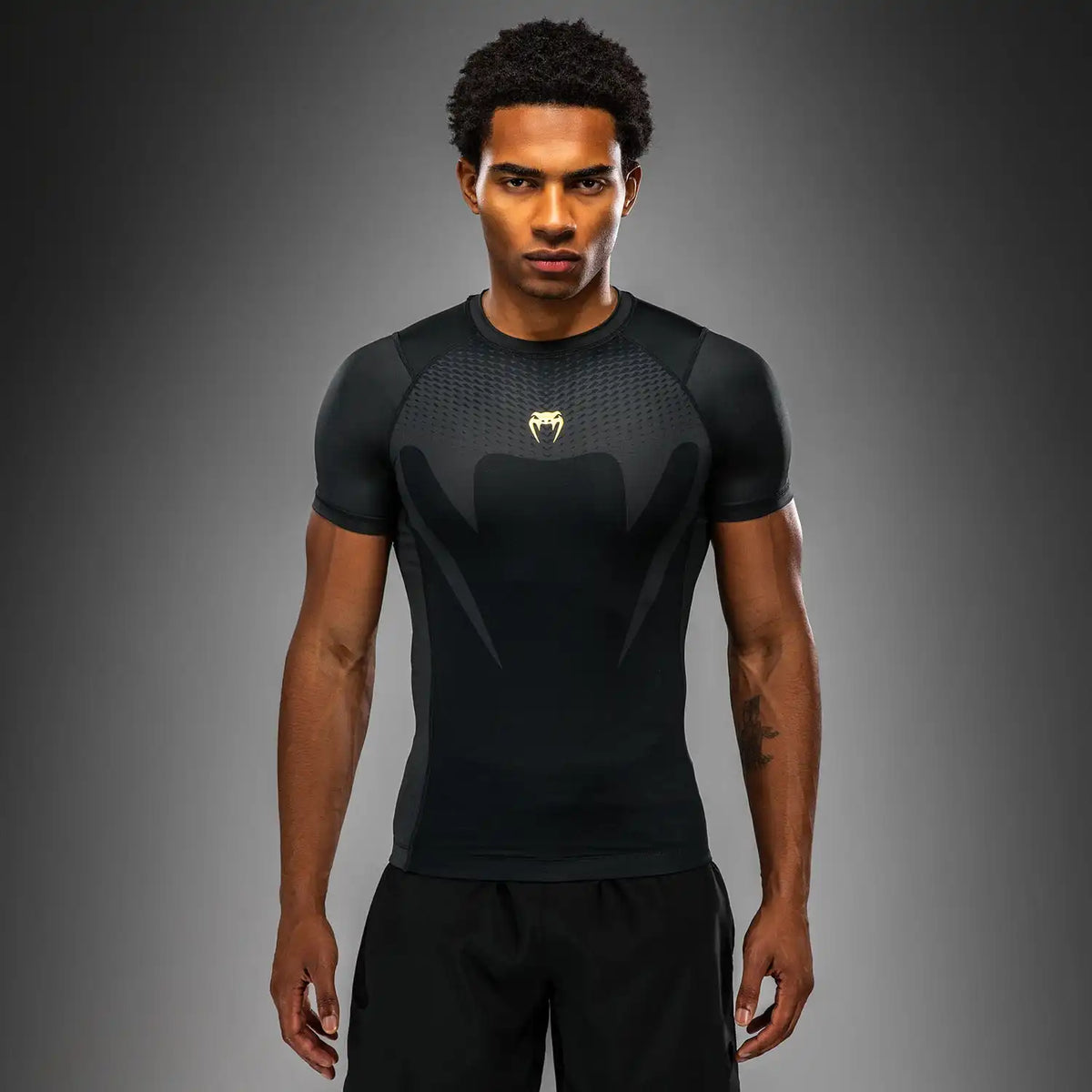 Venum Attack Short Sleeve Rashguard - Black/Gold